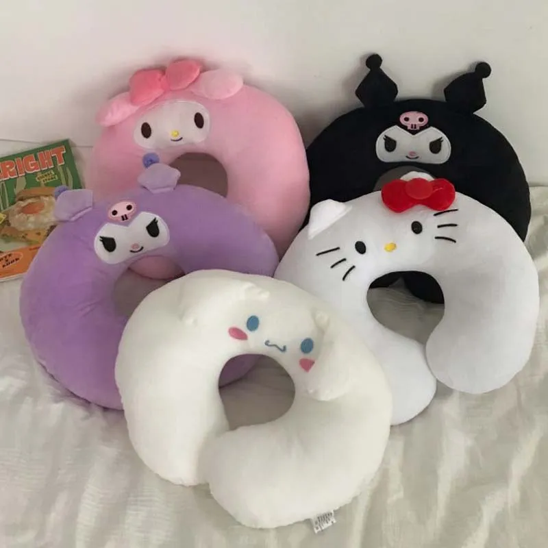 

Sanrioes Neck-Pillow Hello Kittys Kuromi Melody Cinnamoroll Anime Cartoon Office Rest Sleep Soft Neck Support Pillow Girl Gift