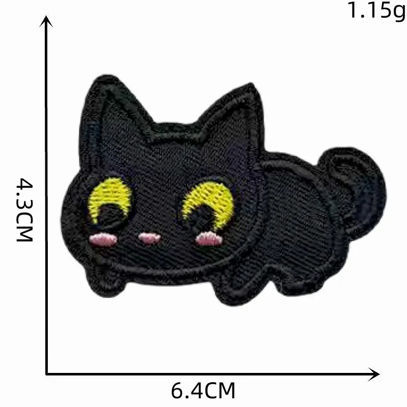 Original Black Cat Self-Adhesive No-Sewing Patch Cartoon Clothing Repair Down Garment Children's Embroidery Fabric Stickers