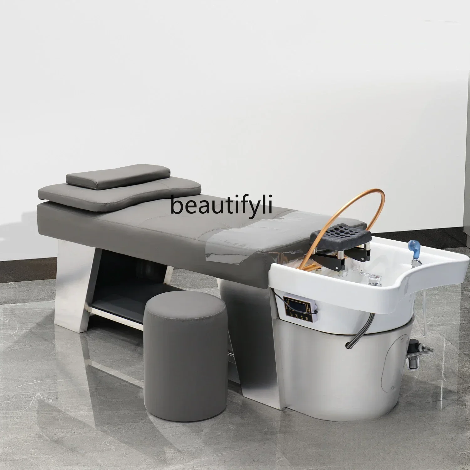 Krzesło do salonu fryzjerskiego włosów do salonu fryzjerskiego Salon fryzjerski tajska płaska leżąca kanapa do masażu umywalka ceramiczna parujące
