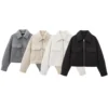 Cross-Border Women's Jacket Zipper Collar Pearl Woolen Coat Outerwear Loose Fit Chinese Brand Fashionable Outerwear