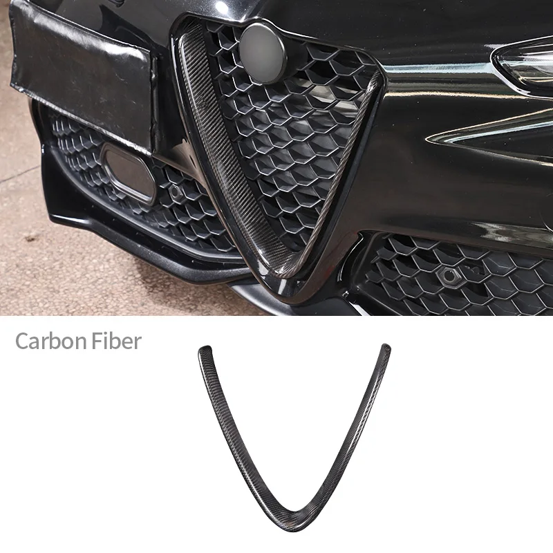 

Car Exterior Front Grill Protective Frame Logo Circle Cover Trim For Alfa Romeo Giulia 2017-20Real Carbon Fiber Car Accessories