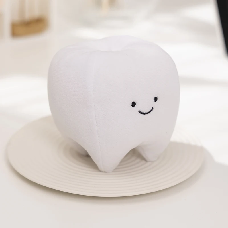 귀여운 치아 모양 봉제인형, 부드러운 치아 모양 장난감, 어린이용 치약 칫솔 데모, 양치질 학습 모델, 치과 의사 선물