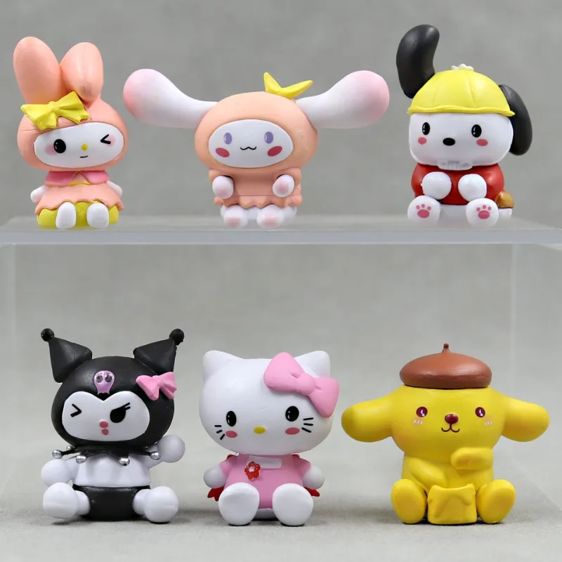 

Cinnamoroll Doll Sanrio Characters Action Figure Kuromi Cute Animal Melody Pochacco Table Ornaments Children Christmas Gifts