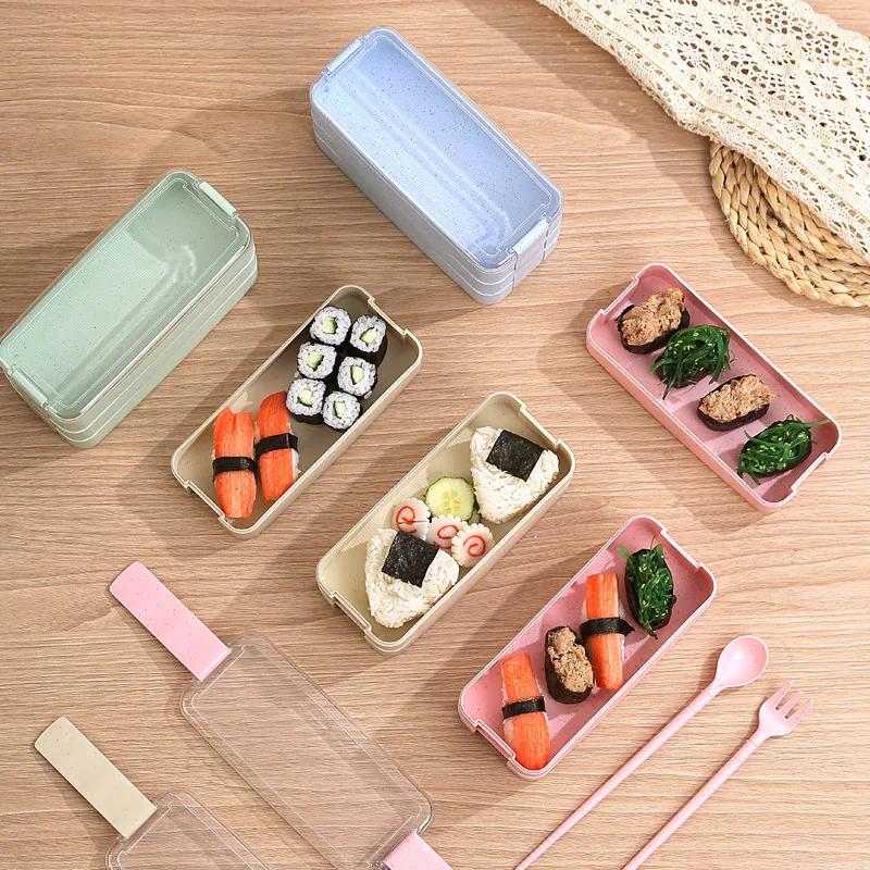 Three Layer Bento Box with Detachable Spoon and Fork, Suitable for Workers and Students, Lunch Box for The Back of School Season