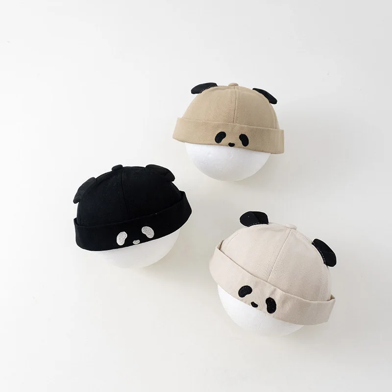 Cute Baby Landlord Hat Spring Autumn Panda Infant Boy Girl Brimless Hats Adjustable Toddler Docker Cap Beanie