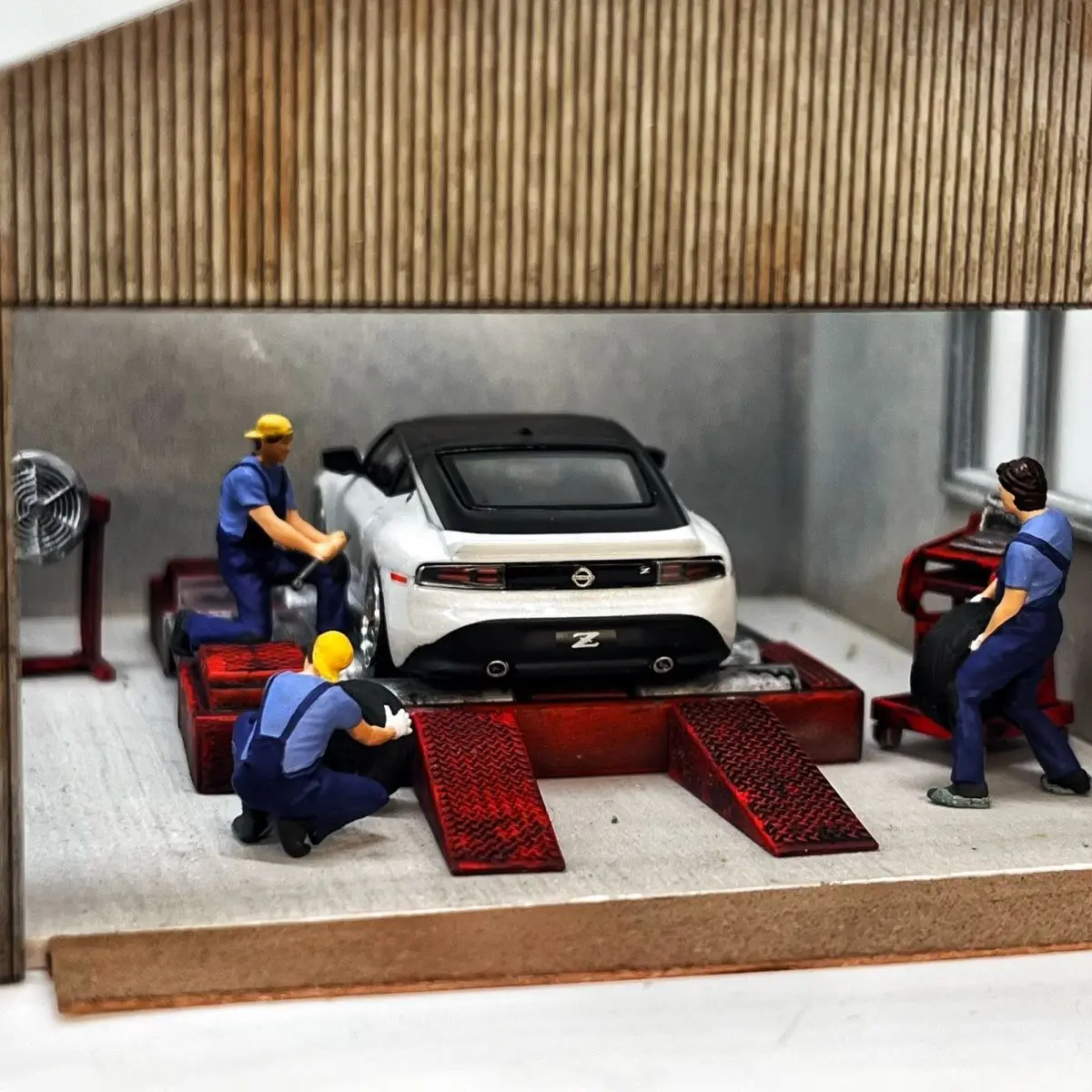 1/64 마력 기계 세트 섀시 감지 시스템 모델, 차고 장면 액세서리