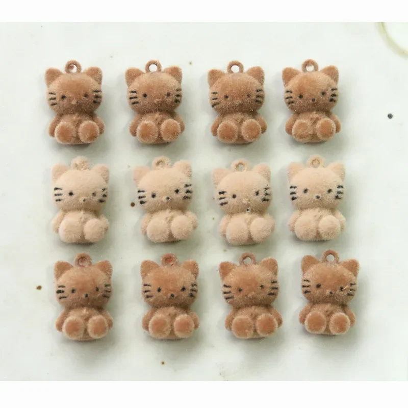 Plush Cat Pendant Charms for Jewelry Making 2pcs