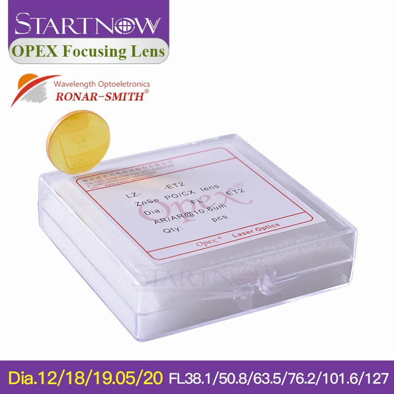 Lunghezza D'Onda Opex Co2 Laser Focus Lens D12 18 19.05Mm 20 F76.2 50.8 63.5 Per Ronar-Smith Znse Lens Laser Marking Machine Parts