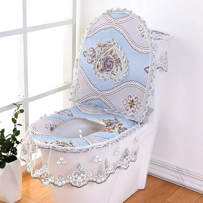 Four Seasons Universal U-shaped Toilet Seat Pads 3 Pieces/Set European Lace Toilet Seat Cushion Household Decoration Mats