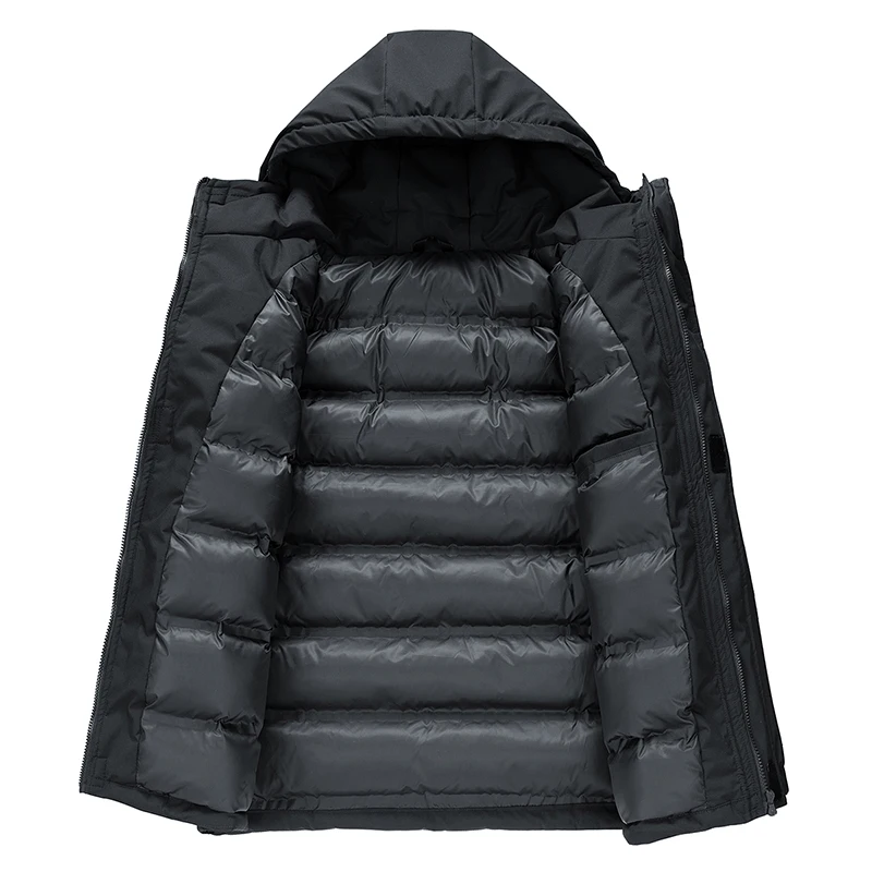 Men's Winter Jacket Outdoor Hooded Big Zip-up Windbreaker Waterproof Outerwear Hiking Thick Warm Padded Jackets Brand Parkas