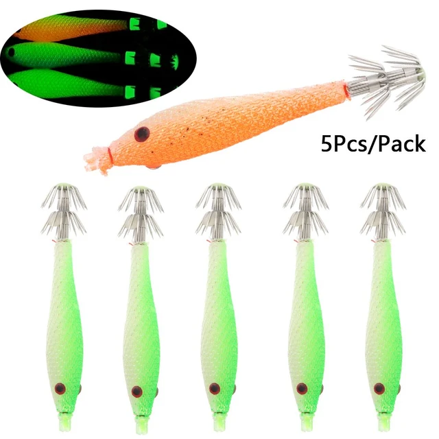 5Pcs/Pack Luminous Shrimp Fishing Bait Fluorescent Fishing Lures