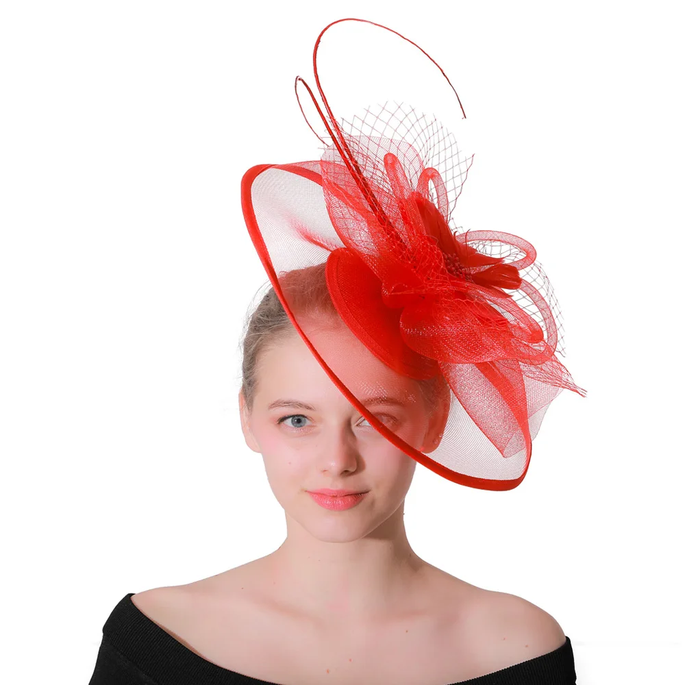 Veer Hoed Mesh Hoofddeksel Vrouwen Meisjes Mesh Fascinators Hoed Cocktail Party Hoofdband Bruiloft Hoed Bruiloft Kerk Kentucky