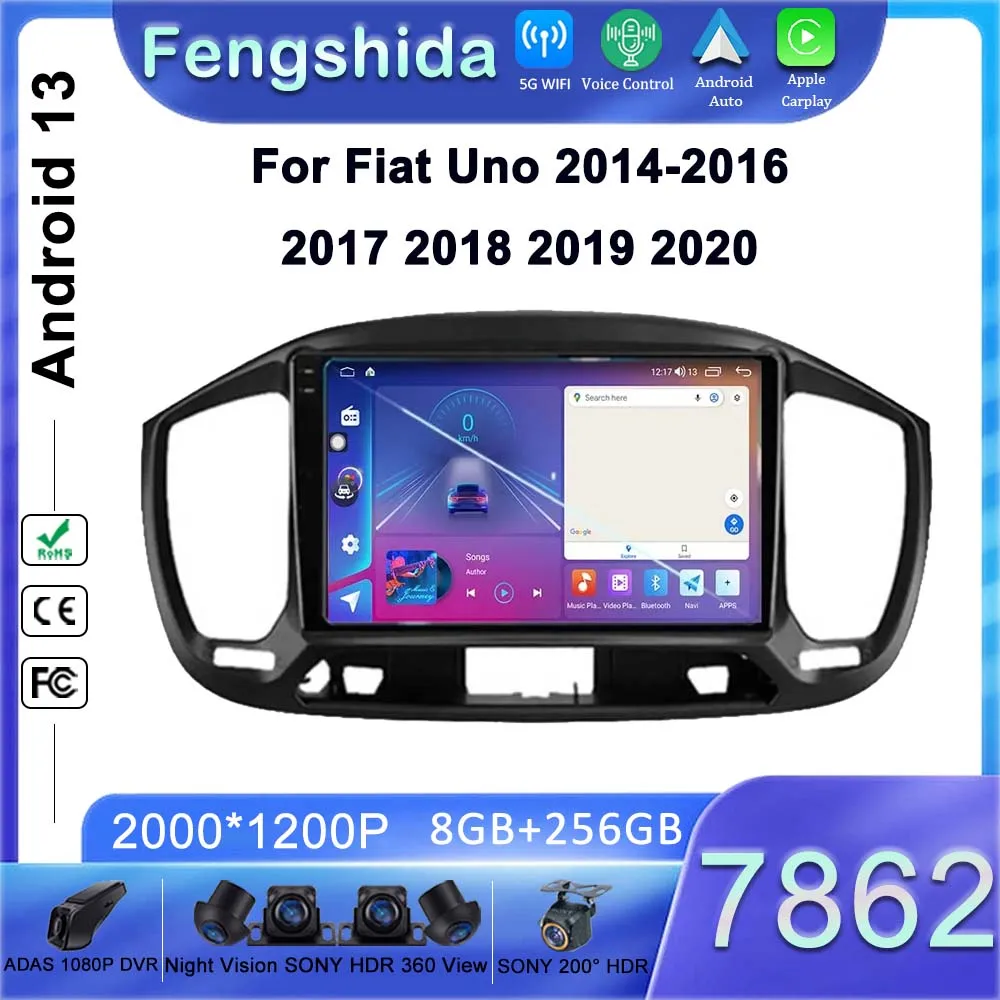 

Автомагнитола на Android 13, DVD для Fiat Uno 2014-2016, 2017, 2018, 2019, 2020, мультимедийный плеер с GPS-навигацией, стерео головное устройство с процессором 7862