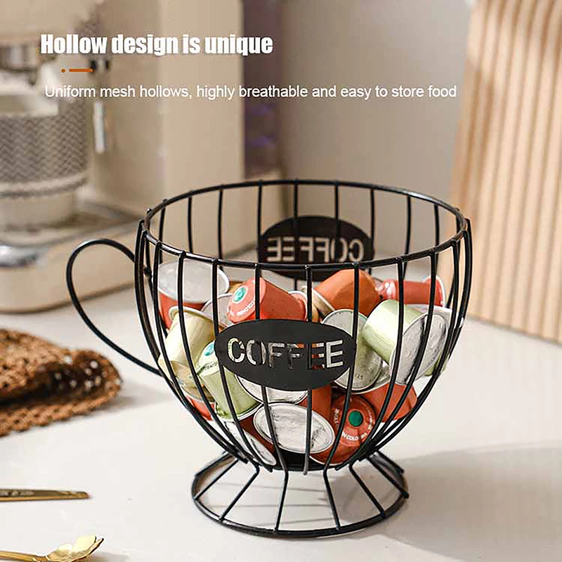 Panier De Rangement Pour Capsules De Café En Forme De Tasse - Capacité ~25 Capsules - Dimensions 9.5x12x14 Cm - Idéal Comptoir Cuisine