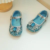Little Girl Leather Shoes Spring Autumn Luxury Rhinestone Children's Flats Fashion Sequins Kids Causal Princess Ballet Shoes 2