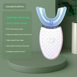 Advanced 360° U - Type Automatic Electric Toothbrush - Intelligent USB Rechargeable & Waterproof Design (WHITE)