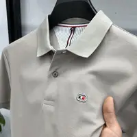 Grande taille hommes coton polos à manches courtes col rabattu brodé T-shirts ample homme Polo sport décontracté hauts 4