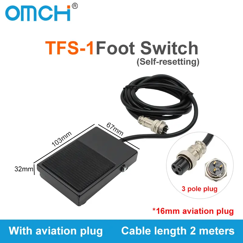 OMCH Foot Switch TFS201 Foot Switch LT4 Pedal Switch with Cable EKW-5A- B machine control switches - Image 12