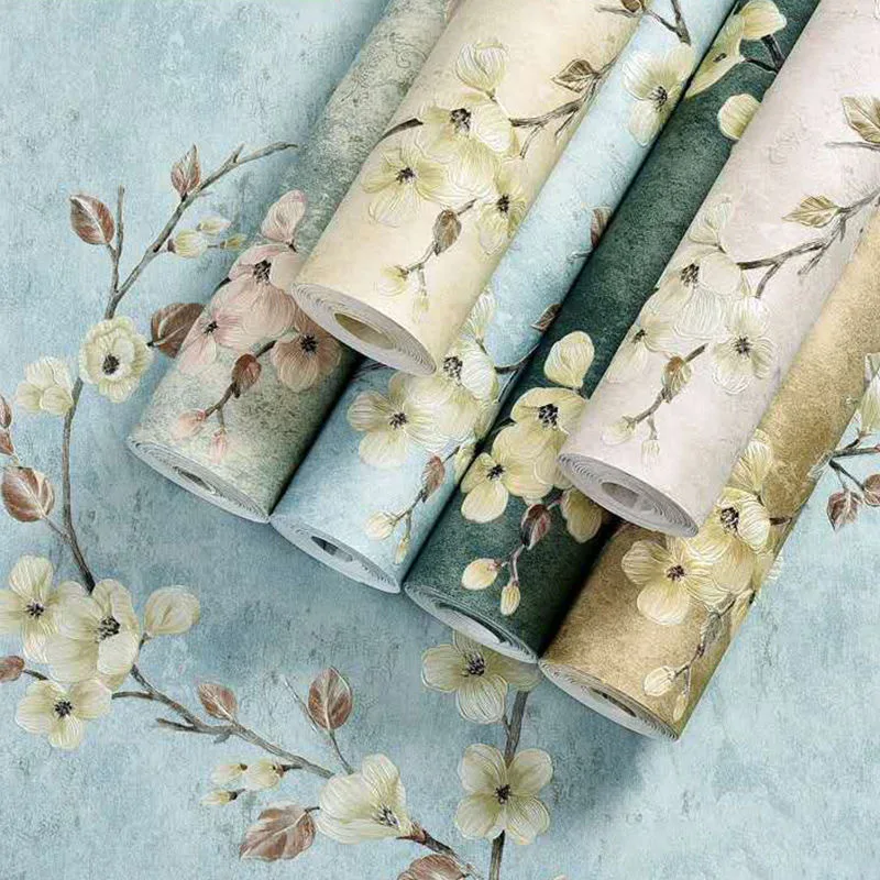 Retro 3D Fine-pressed Non-woven Wallpaper, Bedroom, Warm, Living Room, Background Wall