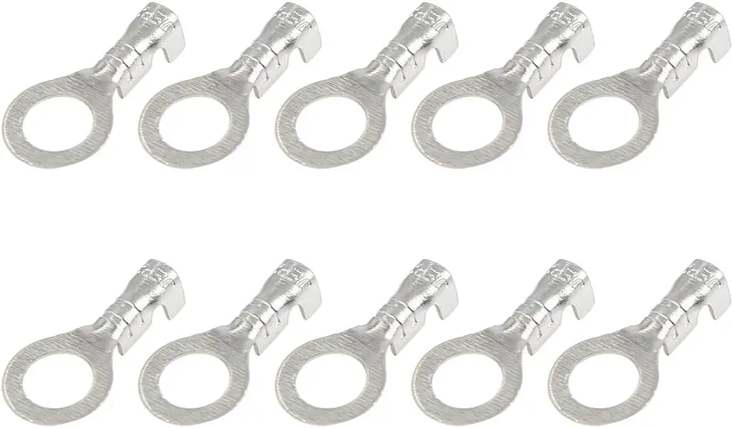 

50pcs M5.2 Crimp Ring Lug Terminal Silver Plated Copper Connector 17 X 8mm