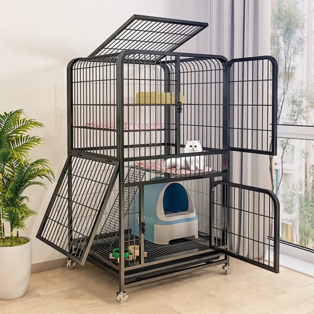 Iron Cat Cage Pet Villa Duplex Luxury For Pets House And Kitten Nest Modern Creativity Cat's Nests Large Space Activity Cat Cage