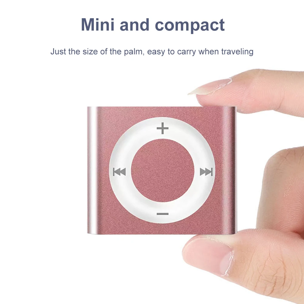 미니 MP3 음악 플레이어, 금속 클립온 오디오 플레이어, 64G 확장, 180mAh 내장 스피커 터치 톤, 소년 소녀용 헤드폰 포함