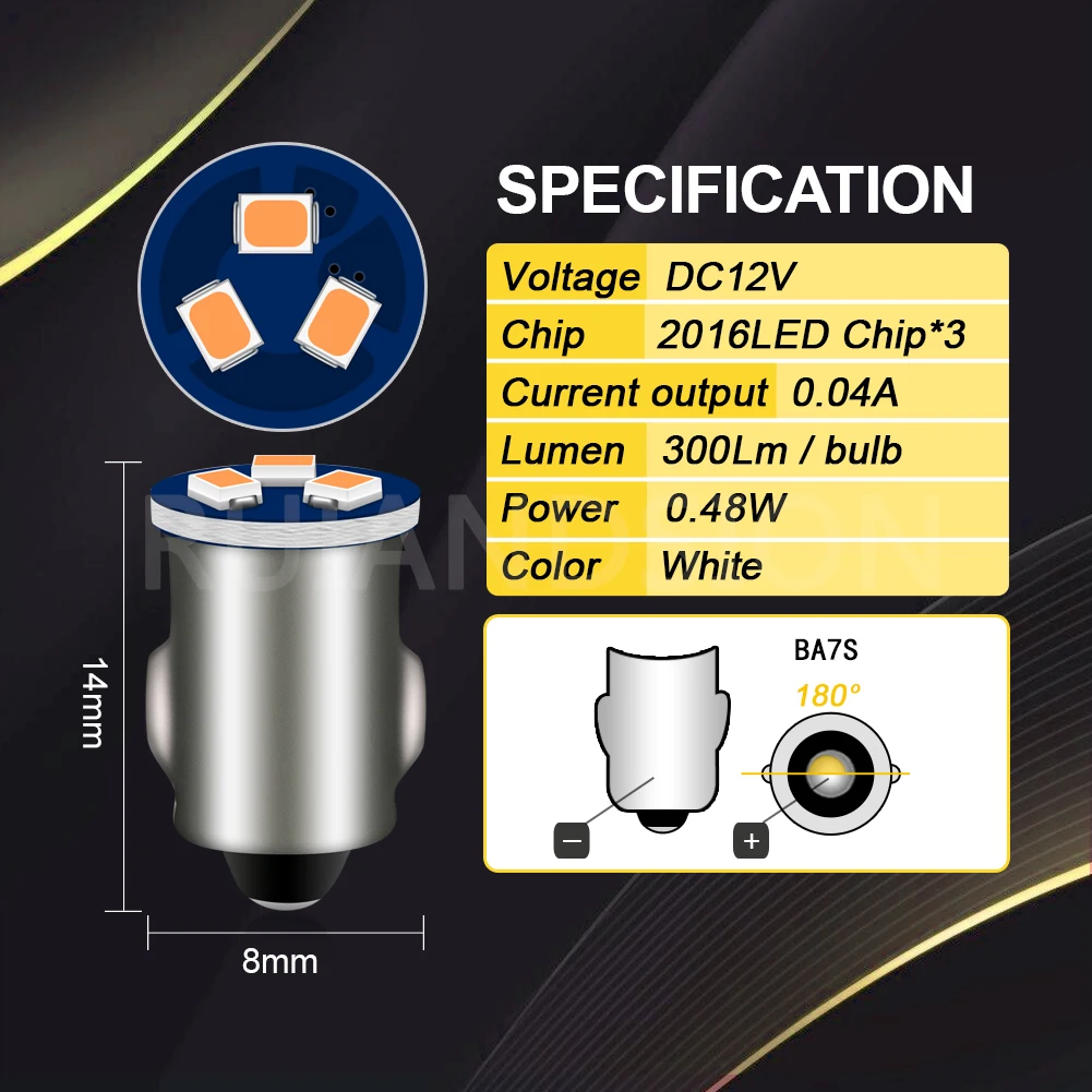 10X ڵ LED     BA7S LLB281 GLB281 3 SMD 12V   , ڵ Ÿϸ 0.48W 7 