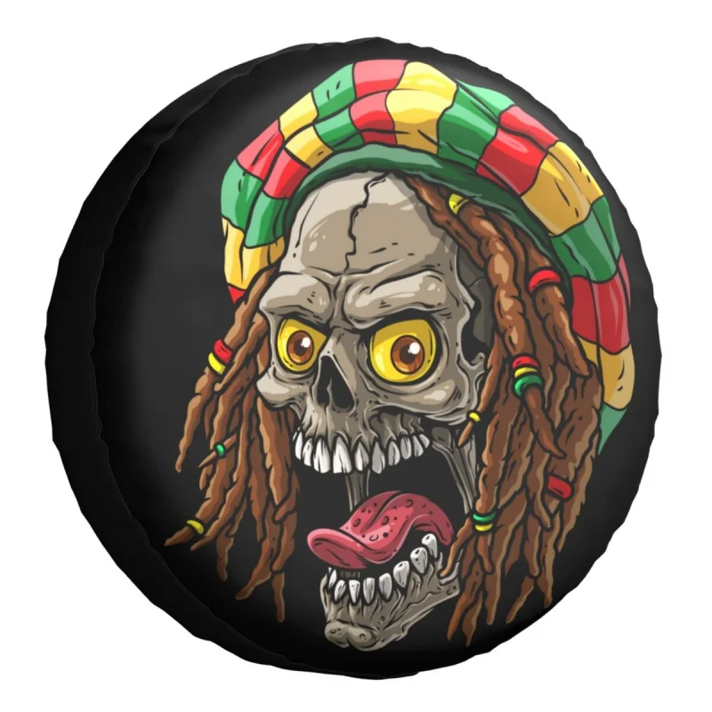 

Fashion Jamaica Rasta Skull Spare Tire Cover Bag Pouch for Jeep Hummer Jamaican Waterproof Car Wheel Covers