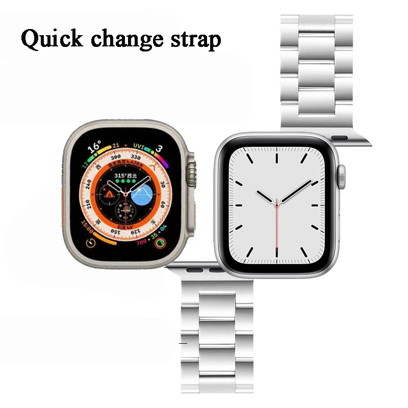 Fine Steel Strap For Apple Watch Band 49mm 44mm 40mm 45mm 41mm 42mm 44 45 49 mm Bracelet iWatch Ultra Series 7 5 6 3 SE 8 Bands