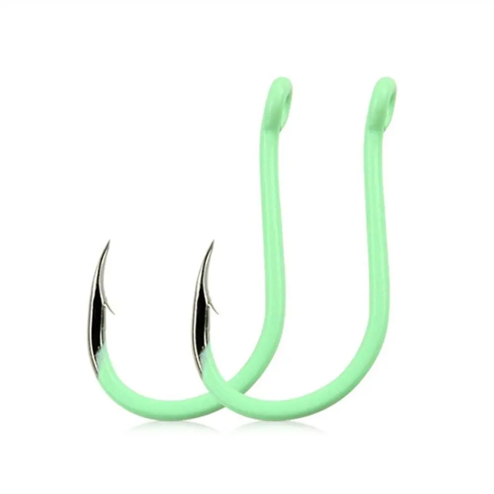 ICERIO High Carbon Steel Saltwater Fishhook Luminous Green UV Fluo Offset  Point Octopus Fishing Hooks Size #