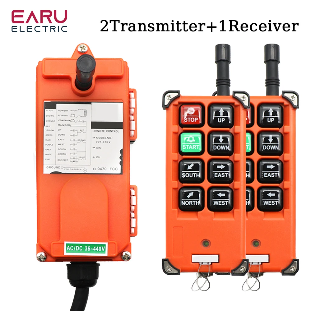 

F21-E1B 2 Transmitter + 1 Receiver 220V 380V 110V 12V 24V Industrial Remote Controller Switches Hoist Crane Control Lift Crane