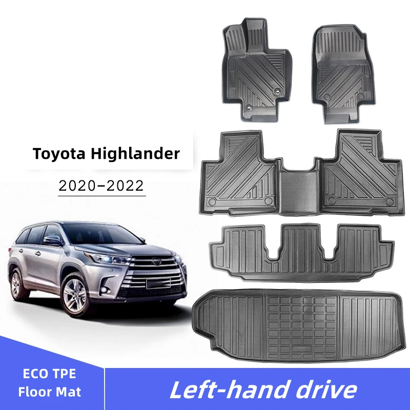 

Custom Fit For 2020-2023 Toyota highlander Interior Accessories Car Floor Mat Durable TPE ECO Material Trunk Mat 7 Seat 5 Seats