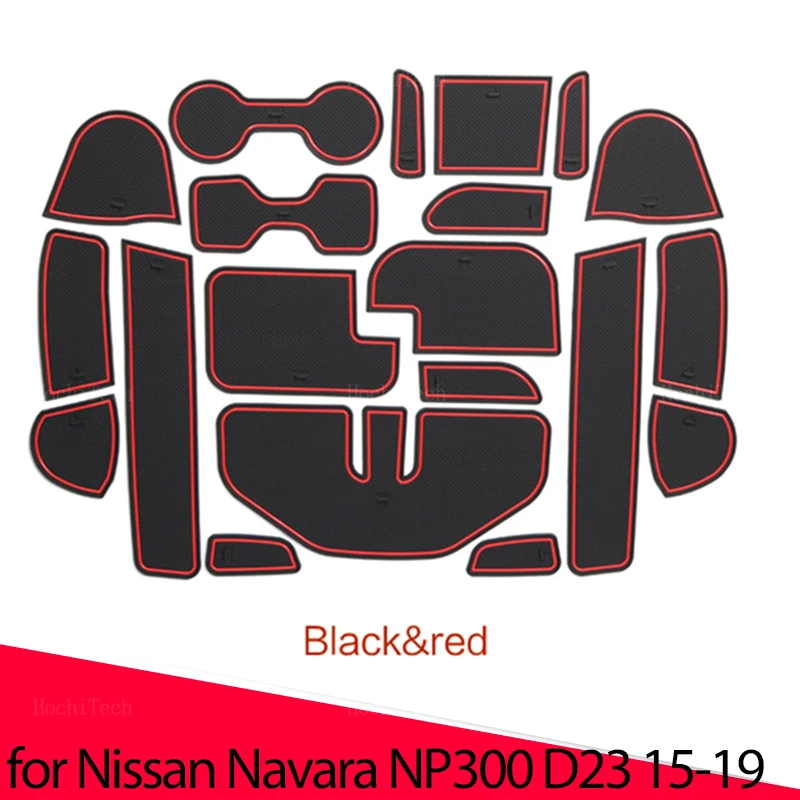 

Car Door Groove Mat Anti-slip Cup Mat Rubber Rugs Slot Hole Pad Interior for Nissan Navara NP300 D23 2015 2016 2017 2018 2019