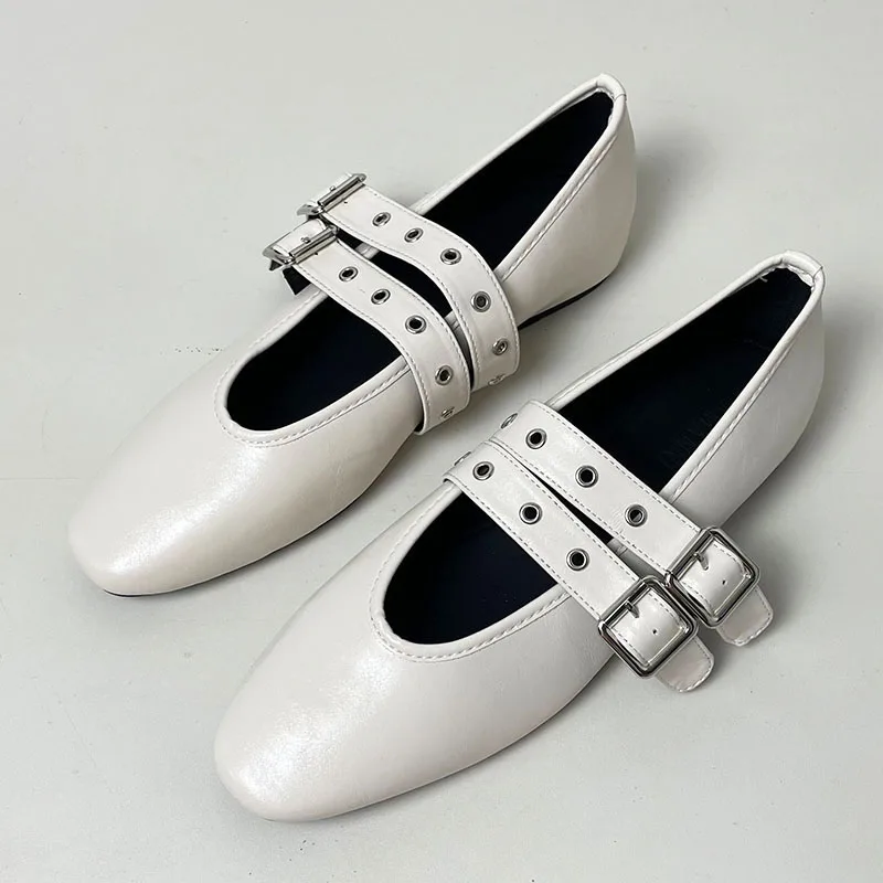 Fashion Buckle Strap Women Flats Mary Janes Shoes Female Round Toe Luxury Footwear Shallow Ladies Ballet Flats Shoes 4