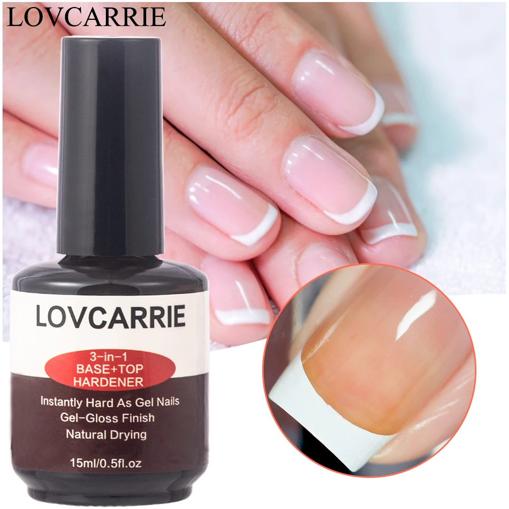 

LOVCARRIE 3 IN 1 Base Top Coat Nail Hardener Strengthener Normal Nail Polish Clear Semi Permanent Air Dry Lacquer Repair Finish
