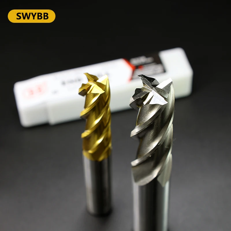 HSS Milling Cutter Flat End Mill 4T 2 4 Flute CNC Tool 1mm~32mm TiN Coated High Speed Steel Aluminum Metal Cutting