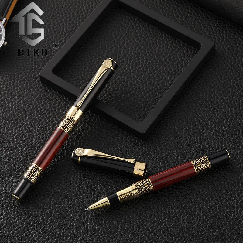 

Chinese style mahogany wood grain metal signature pen Baozhu pen neutral high-grade business neutral ink pen gift pen new pen