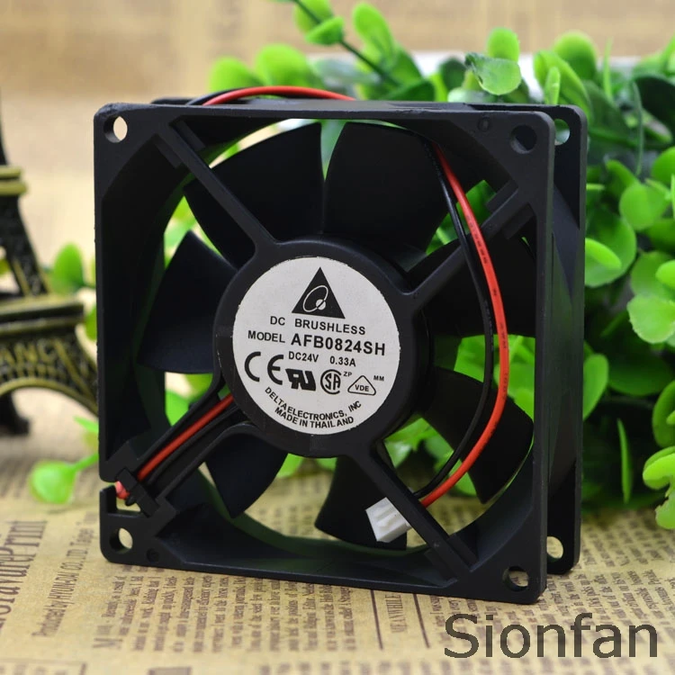 Ventilateur Delta AFB0824SH 80x80x25 Mm 24V 0.33A - Double Roulement à Billes, Pour Onduleur Ou Refroidissement