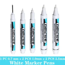 Versatile White Permanent Paint Marker Set - Pack of 3/5 for Creative Art Projects (1 0.7mm  2 1.0 2.5mm)
