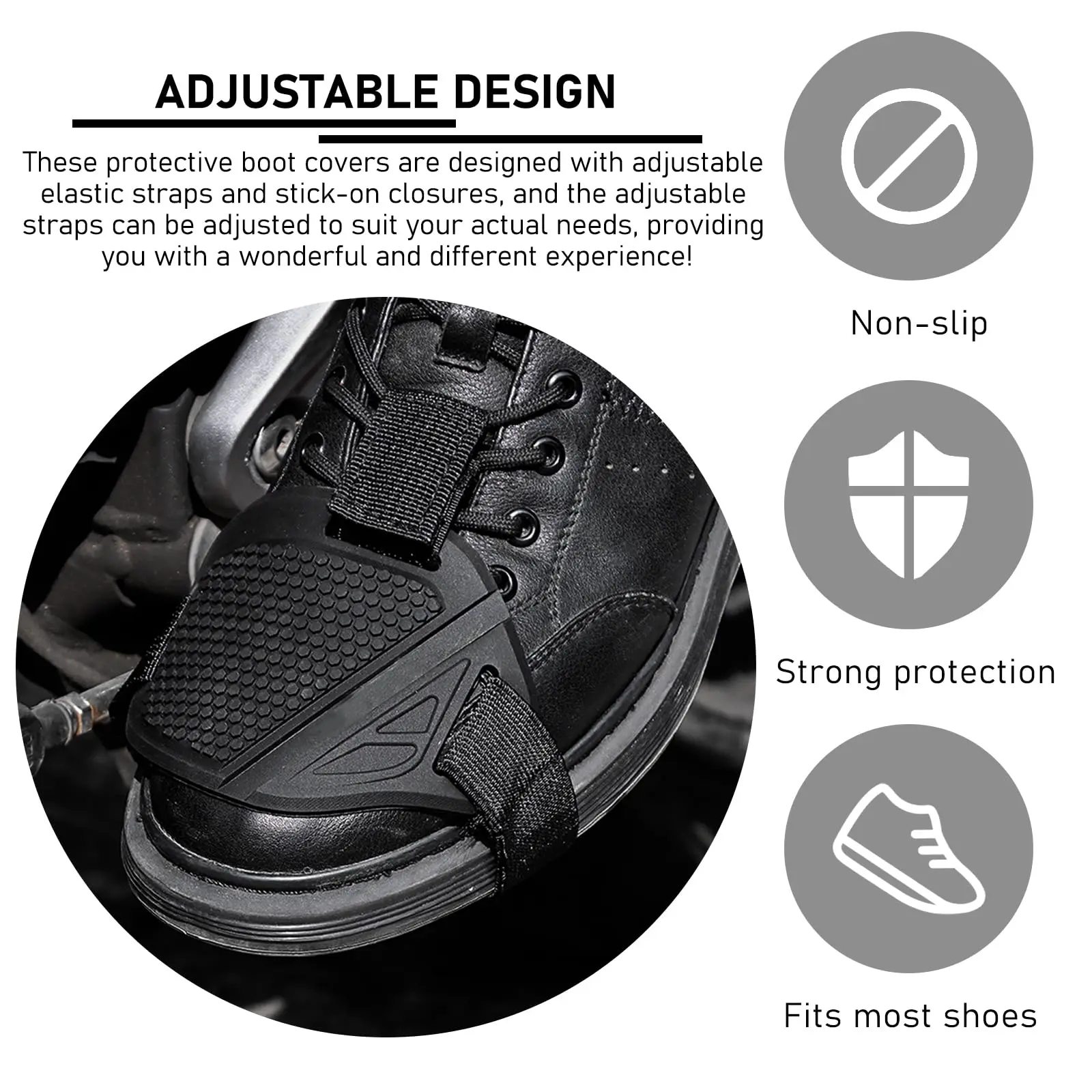 Black Motorcycle Shifter Pad Boot Cover - Rubber Shoe Protector