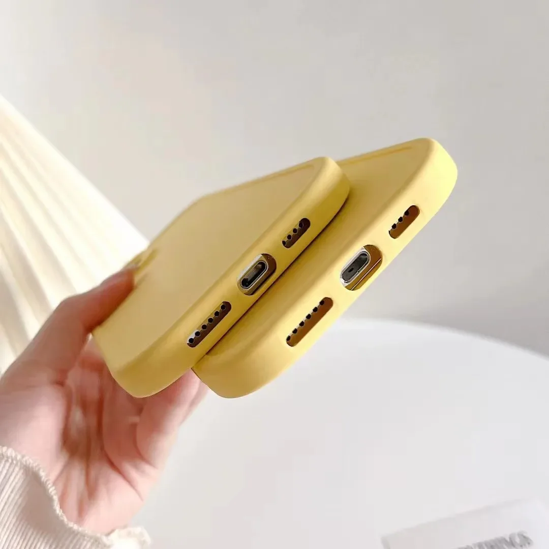 Anti-Fall Yellow Liquid Silicone Phone Case for iPhone 16 15 14 13