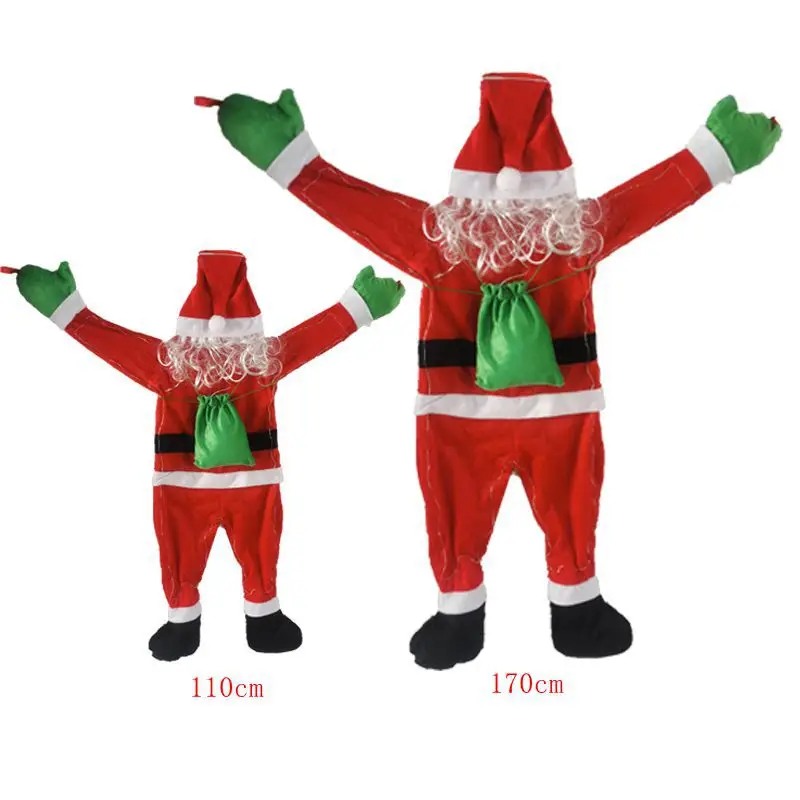 Shining Santa Claus Wall Climbing Christmas Velvet Santa Claus 1.7M Hanging Window Hanger Decor WallDoor Xmas Outdoor Chimney De