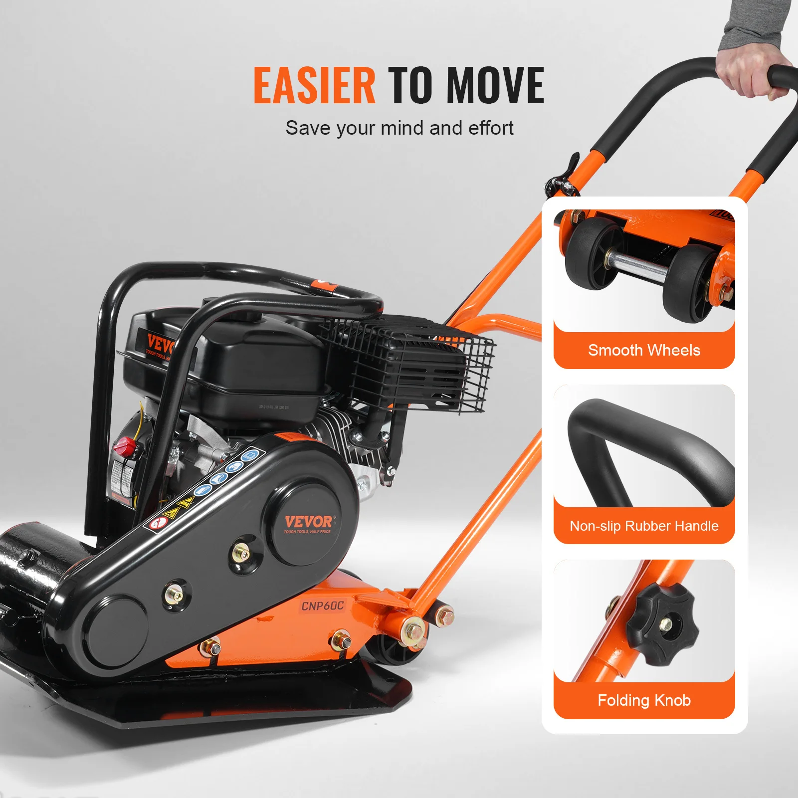 Gasoline Plate Compactor 2.8/6.5 HP Force Vibratory Compaction Tamper for Walkways, Patios, Asphalts, Paver Landscaping