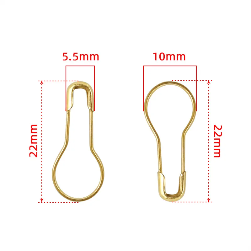 30pcs 작은 안전 핀 22mm 조롱박 모양의 골드 컬러 철 핀 DIY 뜨개질 크로 셰 뜨개질 도구