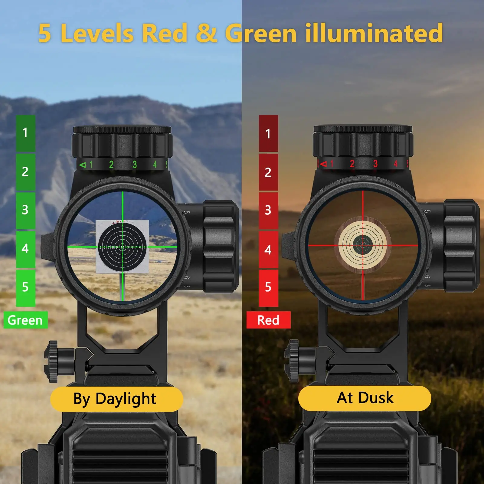 Rifle 4-16x44 Scope Red and Green Illuminated Scope With Locking Turret Sunshade and Mount Included CVLIFE