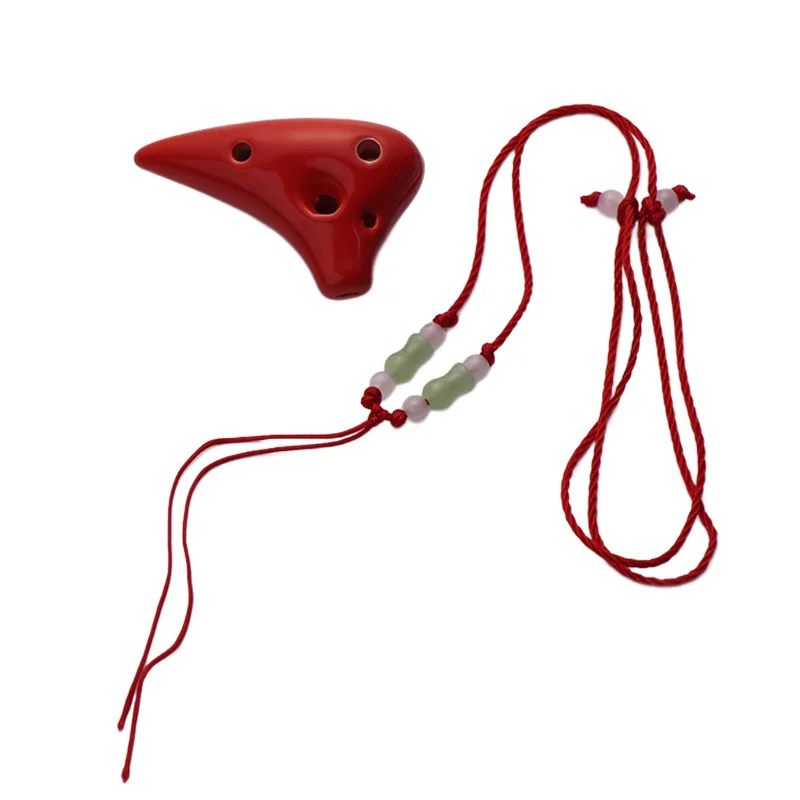 Traditional 6 Hole Ceramic Ocarina C Tone Unbending Add Fun Colorful Music Lover Mini Ocarina Lanyard for Child Beginner
