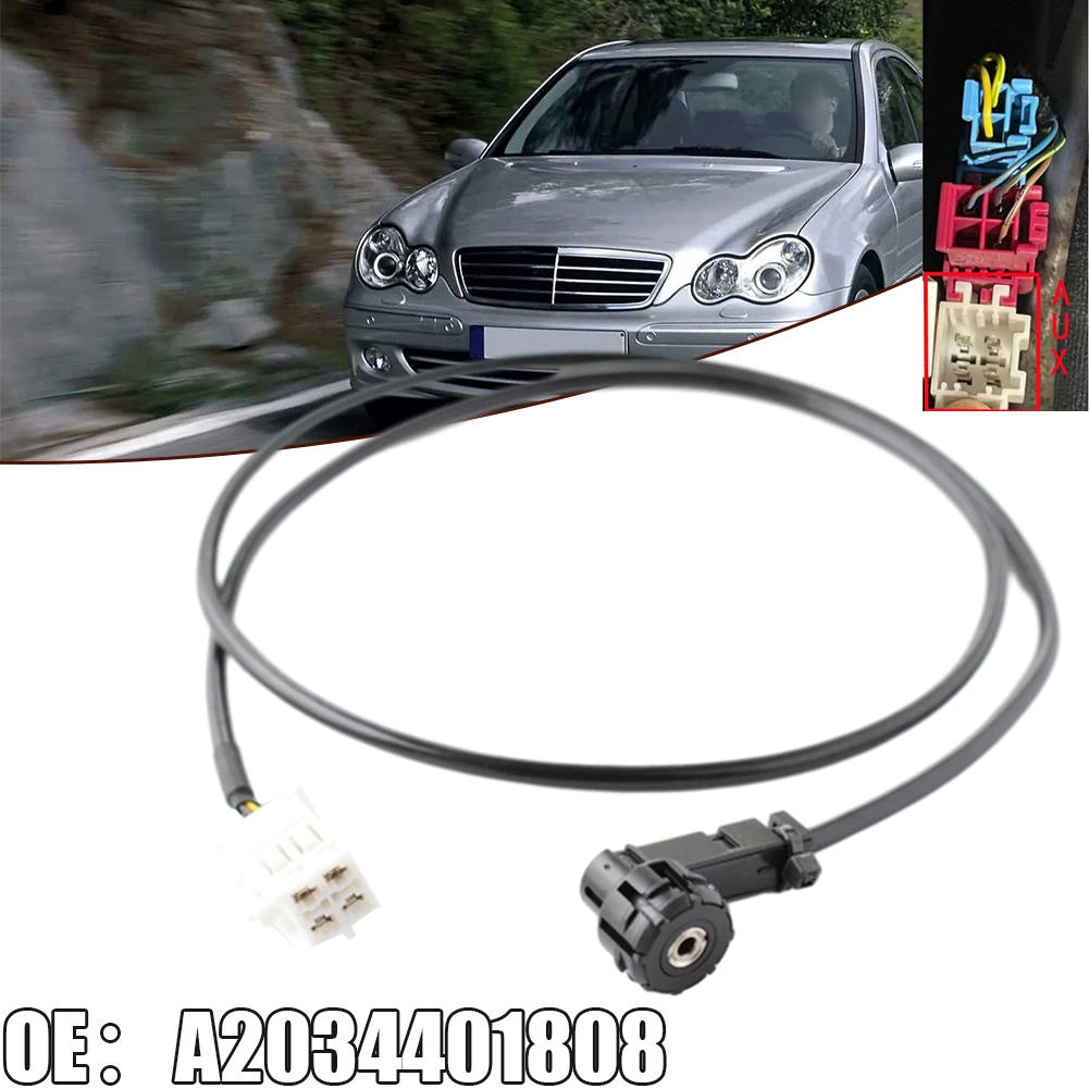 

1pc Aux Input Radio Cable 4-pin Car Auxiliary Link Line #A2034401808 For MERCEDES-BENZ C-CLASS W203 2000-2007 Electronics Parts