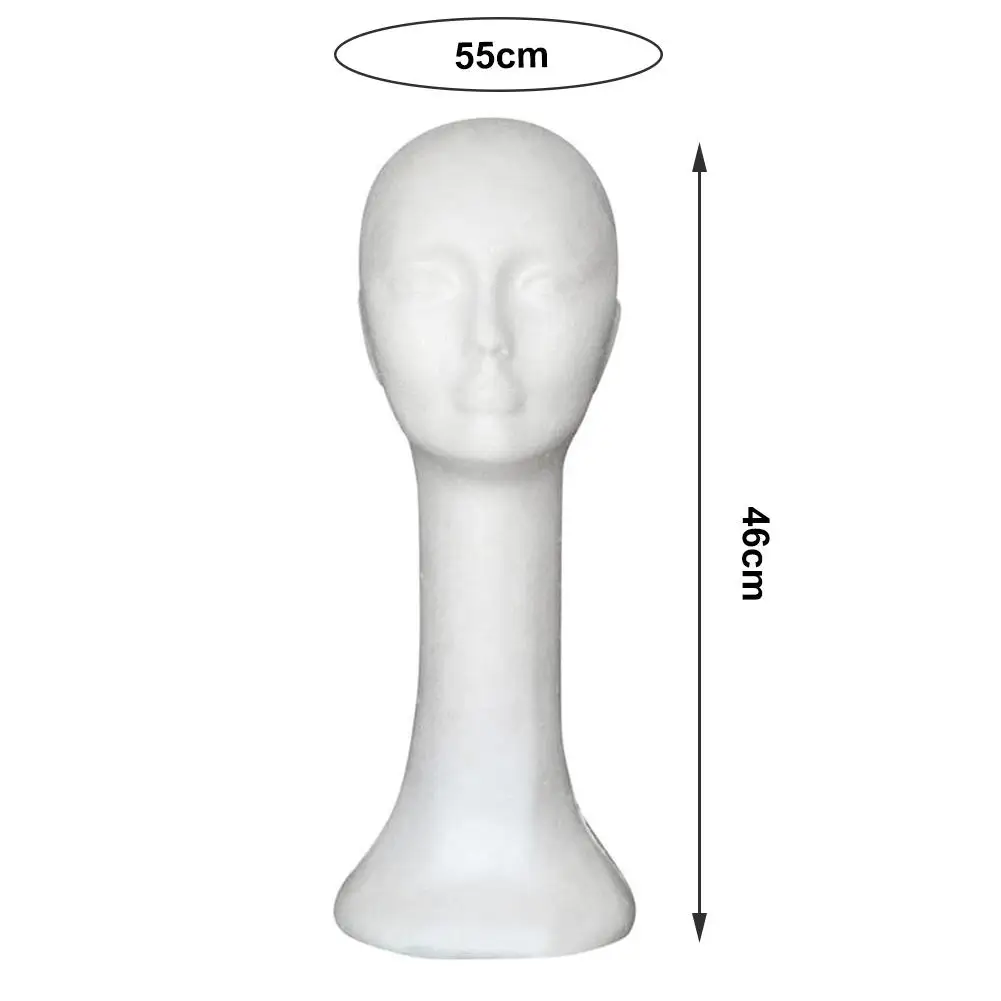STUDIO LIMITED Styrofoam Mannequin Head, White Foam Wig Head Display (3  PACK)