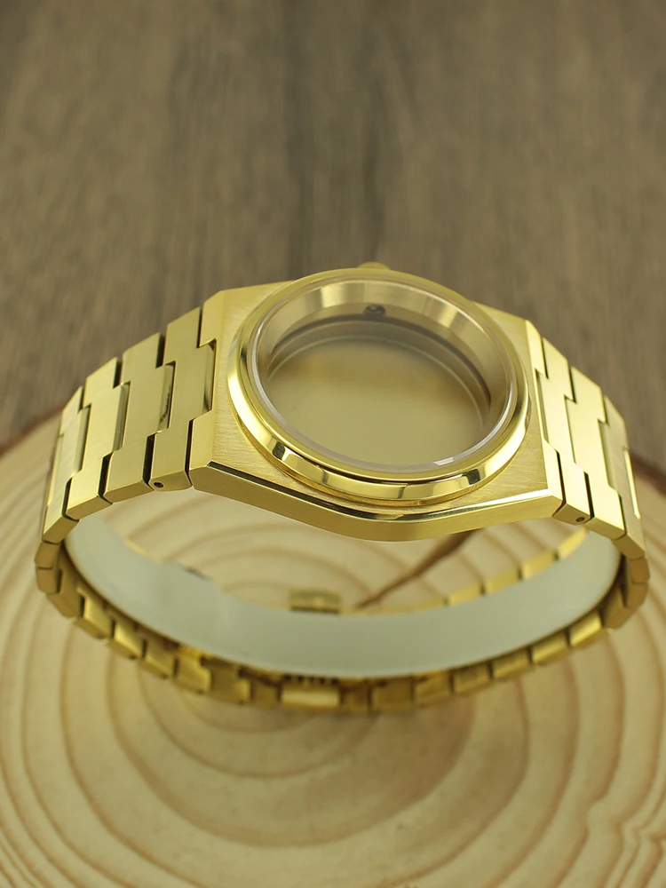 Sapphire 40 mm NH35 Gold Uhrengehäuse Zubehör für PRX Super Player Mod Teile NH35 NH36 NH38 70 Movt polierte Lünette Reparaturteile – Detail 8