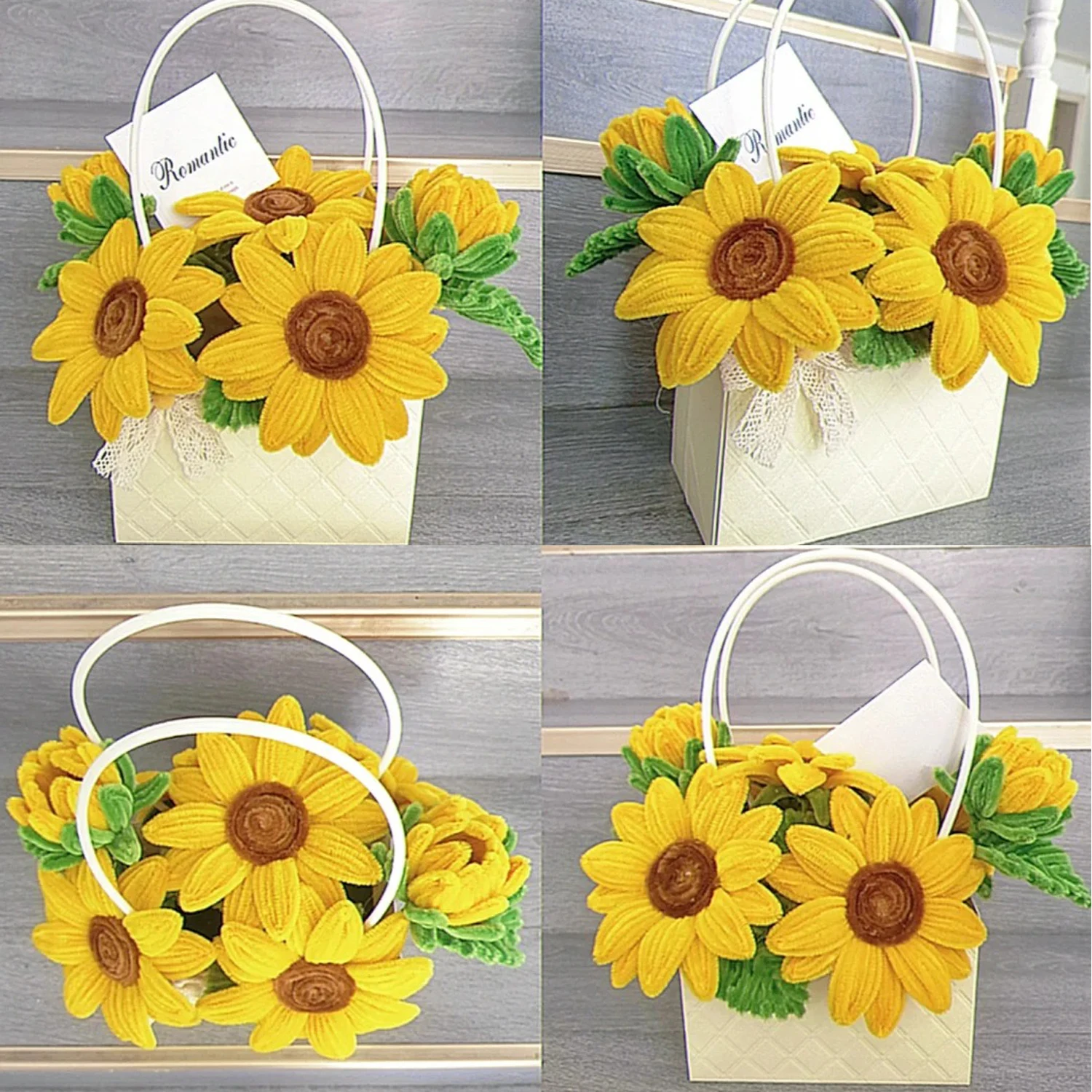 Sunflower Pipe Cleaners 280pcs Flower Stem Wire 20 Garden Tape 1 Warp Paper Silk Ribbon 2 Glue Stickers chenille pipe cleaners chenille craft supplies